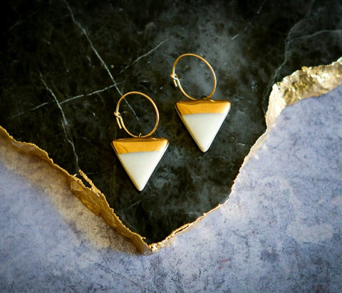 DC Triangle Earrings - White