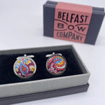Belfast Bow Co Handmade Liberty Of London Cufflinks - Burgundy