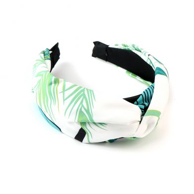 PM Green and White Tropical Print Headband