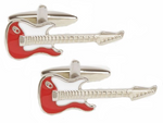 DLCO Rhodium Plated Cufflinks-Red & White Electric Guitar
