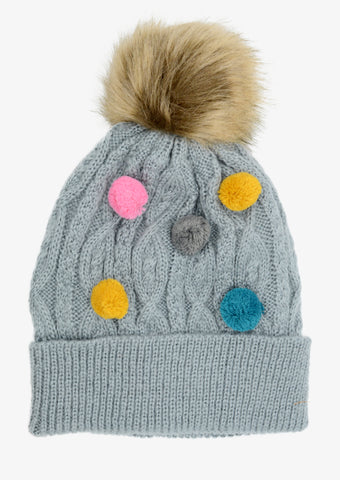 PM Grey Multicolour Small Bobbles Winter Hat