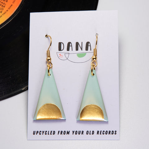 Dana Triangle Dangle Earrings - Mint/Gold