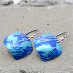 Lisa Marsella Large Domed Square Earrings - Brushed Blue