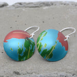 Lisa Marsella Large Domed Disc Earrings - Orange Lime & Turquoise