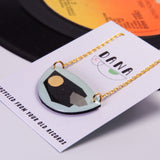 Dana Half Disc Necklace - Mint & Gold