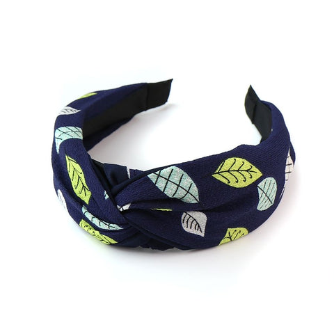 PM Navy Mix Leaf Print Headband