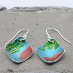 Lisa Marsella Large Concave Diamond Earrings - Orange Lime & Turquoise