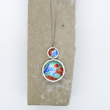 Lisa Marsella Ascending Double Concave Dome Pendant - Aqua, Orange & Blue