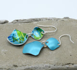 Lisa Marsella Ascending Double Concave Diamond Earrings - Brushed Lime & Turquoise