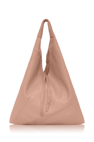 Italian Leather Slouch Handbag-Soft Rose