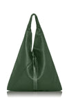 Italian Leather Slouch Handbag-Olive