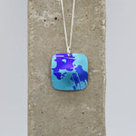 Lisa Marsella Domed Square Pendant - Brushed Blue