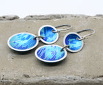 Lisa Marsella Ascending Double Concave Dome Earrings - Brushed Blue