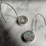 Decadorn Earrings-Mini Circle Dropper-Kiwi Jasper Silver