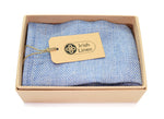 Belfast Bow Co Handmade Irish Linen Pocket Square-Blue Herringbone