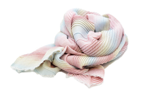 PM Pink Mix Striped Chevron Pleat Scarf