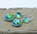 Lisa Marsella Ascending Double Concave Diamond Earrings - Brushed Lime & Turquoise