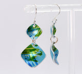 Lisa Marsella Ascending Double Concave Diamond Earrings - Brushed Lime & Turquoise