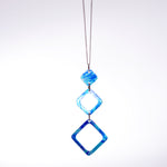 Lisa Marsella Ascending Triple Drop Flat Diamond Pendant - Brushed Blue