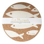 Liga Cork Placemats/Coasters-Fish WHT