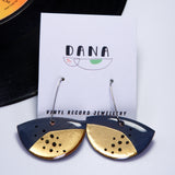 Dana Semi Circle Dangle Earrings - Grey/Gold/Black Dots