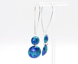 Lisa Marsella Long Ascending Double Dome Earrings - Brushed Blue