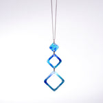 Lisa Marsella Ascending Triple Drop Flat Diamond Pendant - Brushed Blue