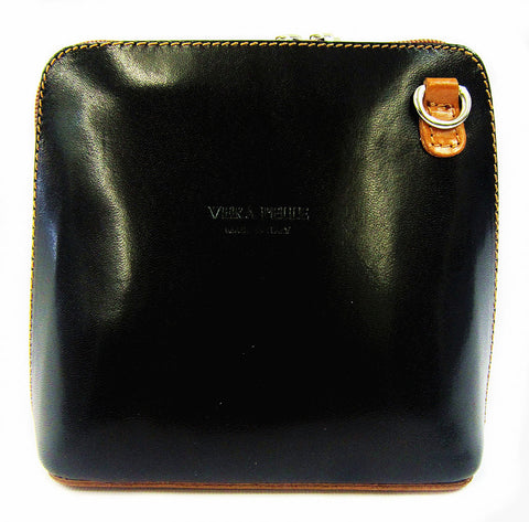 Vera Pelle Crossbody Bag-Black & Tan