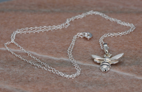 PM Sterling Silver Bee Necklace