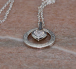PM Sterling Silver Crystal Heart Circle Necklace