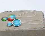 Lisa Marsella Long Decending Double Dome Earrings - Orange Lime & Turquoise