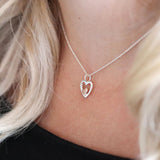 PM Rose Gold & Sterling Silver Double Heart Necklace