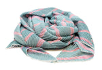 PM Teal Mix Striped Chevron Pleat Scarf