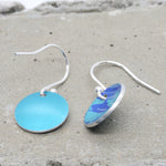 Lisa Marsella Small Concave Disc Earrings - Brushed Blue
