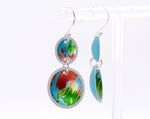 Lisa Marsella Ascending Double Concave Dome Earrings - Orange Lime & Turquoise