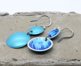 Lisa Marsella Ascending Double Concave Dome Earrings - Brushed Blue