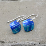 Lisa Marsella Small Domed Diamond Earrings - Brushed Blue