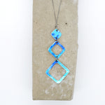 Lisa Marsella Ascending Triple Drop Flat Diamond Pendant - Brushed Blue