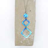 Lisa Marsella Ascending Triple Drop Flat Diamond Pendant - Brushed Blue
