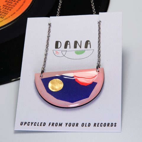 Dana Half Disc Necklace - Pink/Gold/Blue/Magenta