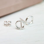 PM Sterling Silver Hammered Circle Stud Earrings