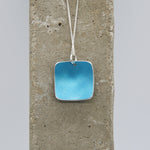 Lisa Marsella Domed Square Pendant - Brushed Blue