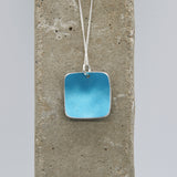 Lisa Marsella Domed Square Pendant - Brushed Blue