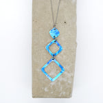 Lisa Marsella Ascending Triple Drop Flat Diamond Pendant - Brushed Blue