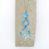 Lisa Marsella Ascending Triple Drop Flat Diamond Pendant - Brushed Blue