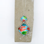 Lisa Marsella Ascending Double Concave Diamond Pendant - Orange Lime & Turquoise