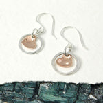 PM Rose Gold Heart in Sterling Silver Circle Earrings